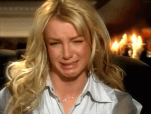 Pop singer Britney Spears sobbing.