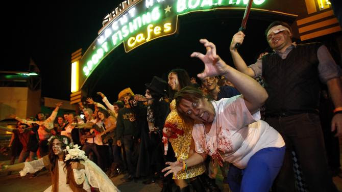 Zombies being zombies at the Santa Monica Zombie Crawl