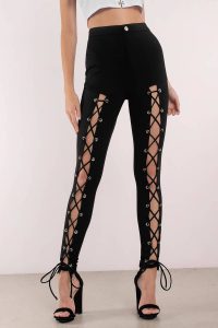 Tobi.com - Black Lace Up To No Good High Waisted Leggings
