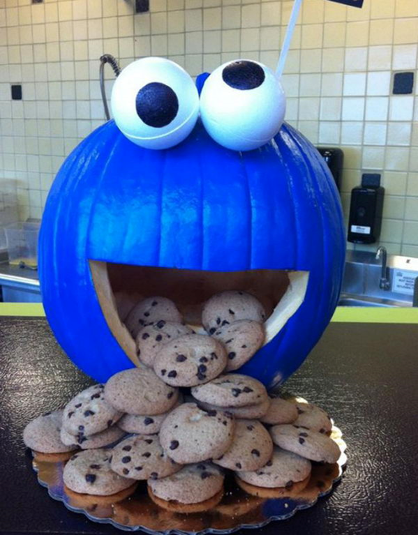 cookie monster pumpkin carving