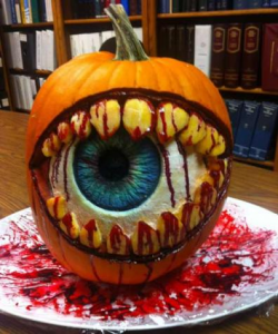 eyeball with teeth pumpking carving