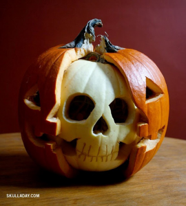 exposed skull pumpkin