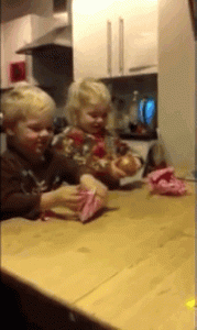 children opening gag gifts