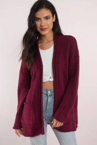 The Kacey Burgundy Knitted Cardigan designed by Tobi.