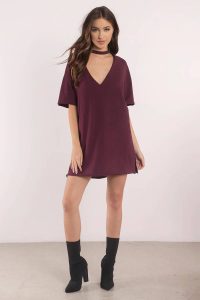 You will want wear the Mine Forever Plunging Neckline Tee Dress forever. Featuring a raw edge and plunging neckline. Pair with boots for a casual look