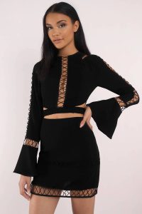 tobi.com - finders keepers borderlines black ladder trim skirt