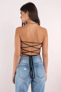 tobi.com - get attached black lace up bodysuit