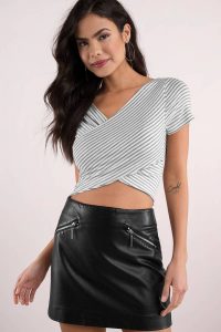Shop the POINT MADE GREY MULTI STRIPED CROPPED TEE at tobi.com!