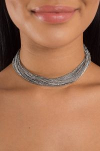 The Becca Layered Choker is perfect for a night out. Pair with a distressed tee and a leather skirt.