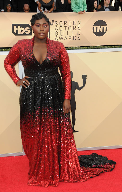 Danielle Brooks wearing a form fitted sequin gown at the 2018 SAG awards.