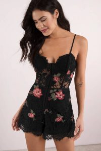 Shop the ALEXIS BLACK EMBROIDERED LACE ROMPER at tobi.com!
