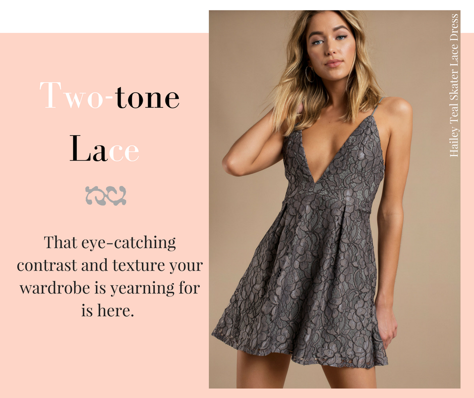 Lace dresses, tops, and bottoms for every occasion