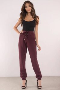 CHILLED WINE LACE UP JOGGERS at tobi.com!