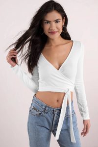 SHAPE OF YOU WHITE RIBBED WRAP TOP at tobi.com