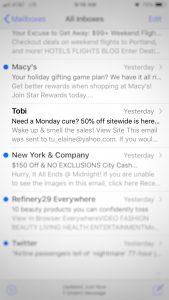 email promotions inbox tobi sale 50% off