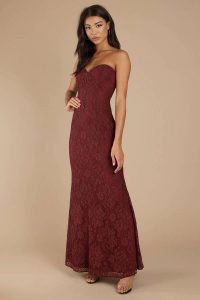 black friday sale wine red gown mermaid dress lace
