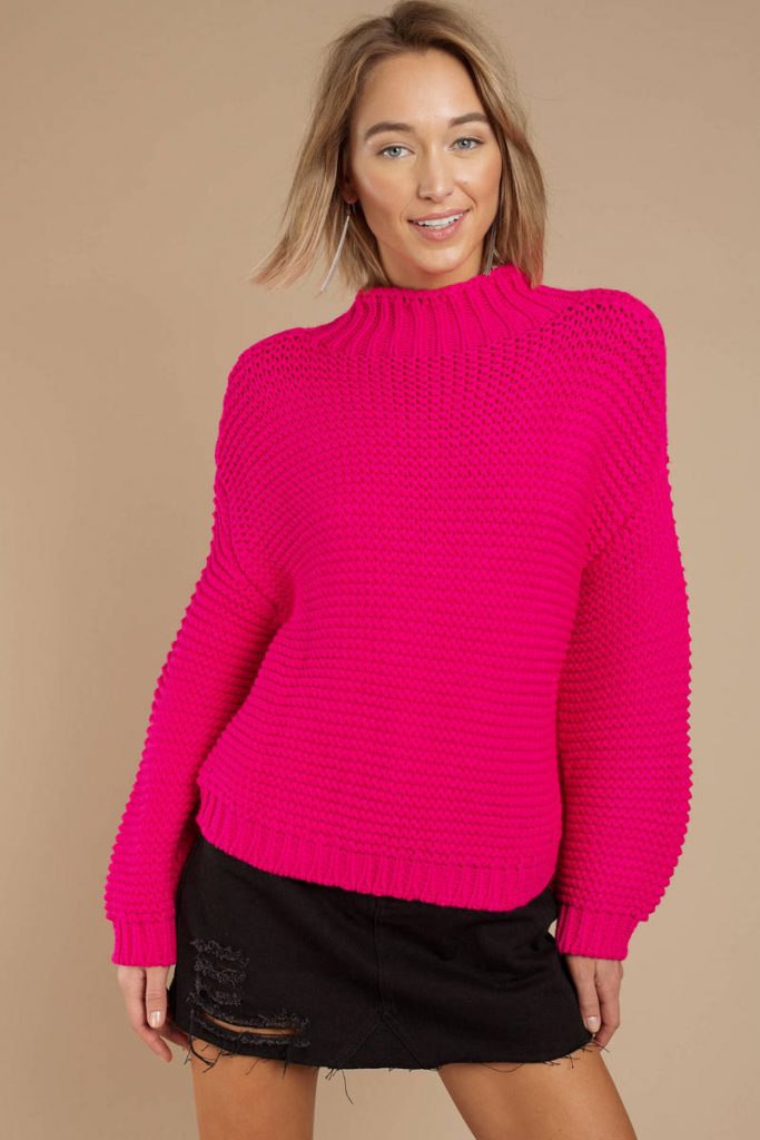 tobi.com - cecilia hot pink chunky knit sweater