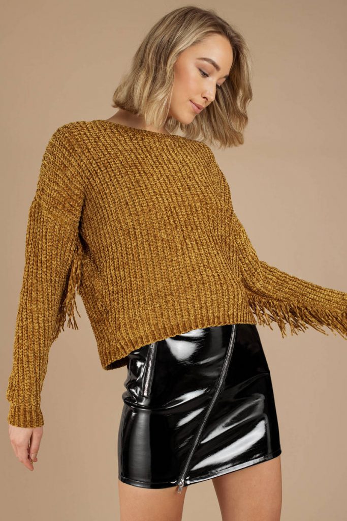 tobi.com - raga nicki mustard fringe pullover sweater